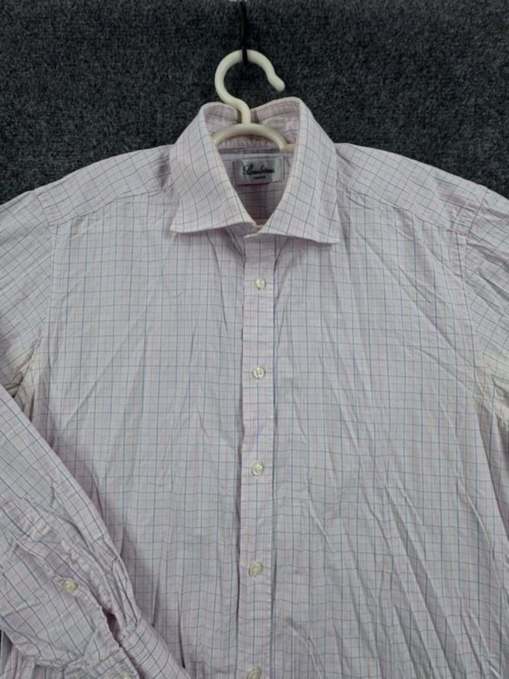 Stenstroms Blue Pink All Cotton 40 Check Slimline Button Up Shirt Men Elegant